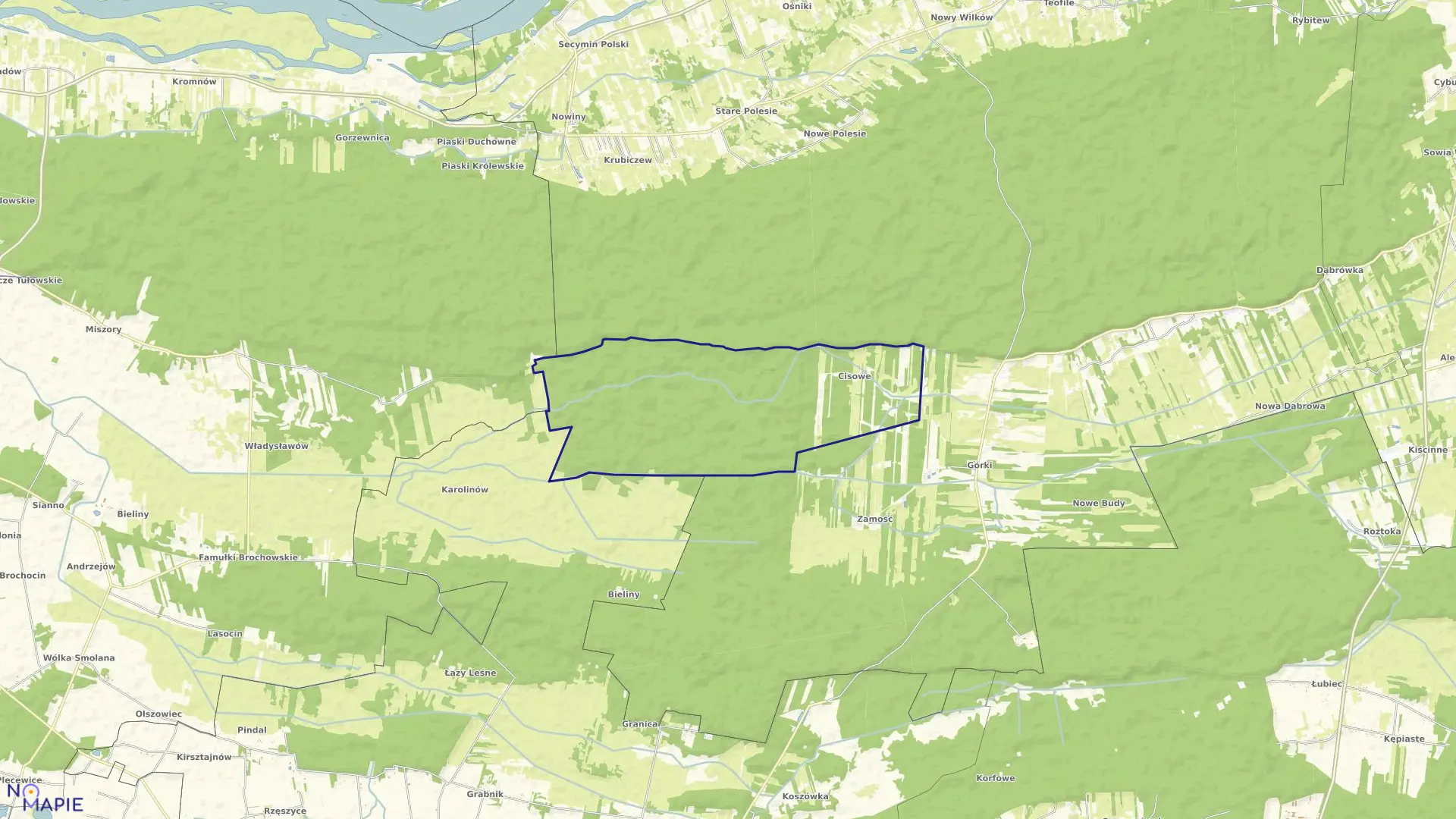 Mapa obrębu CISOWE w gminie Leoncin