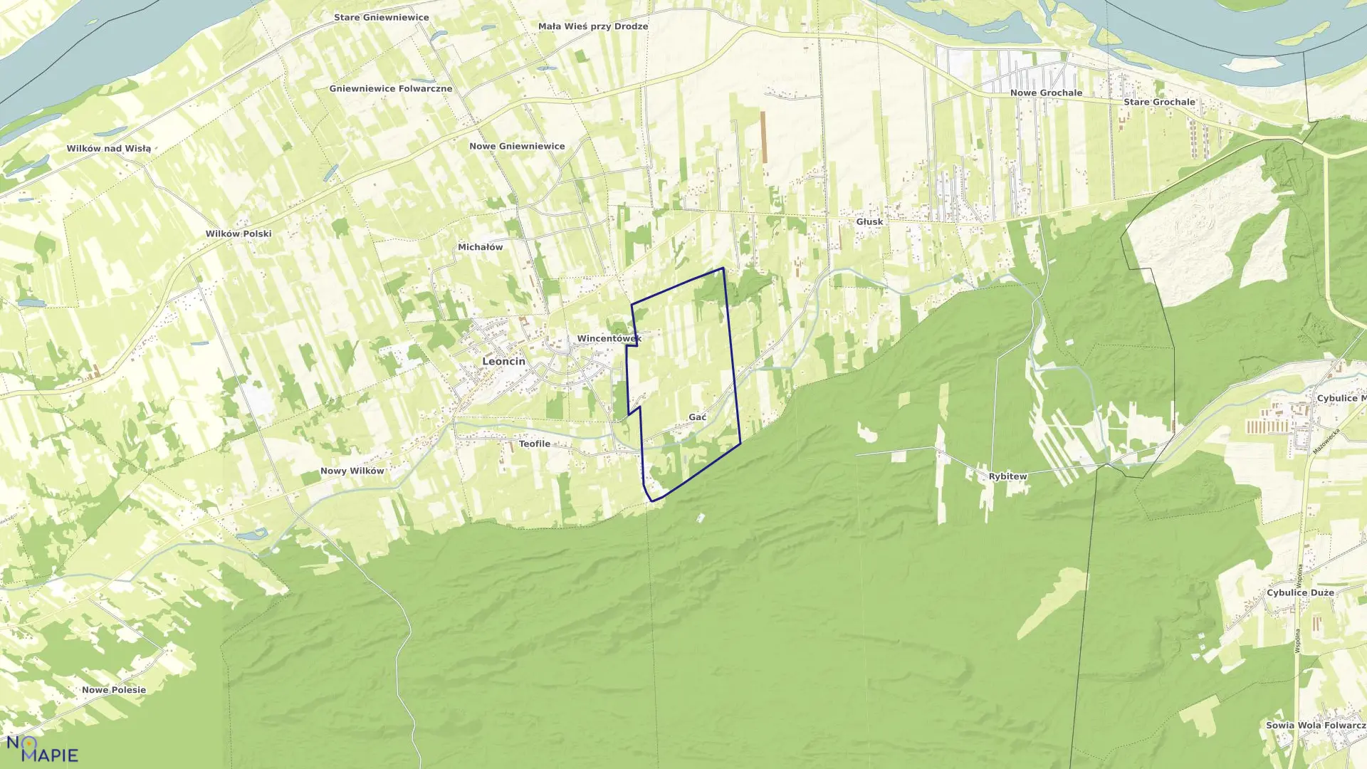 Mapa obrębu GAĆ w gminie Leoncin