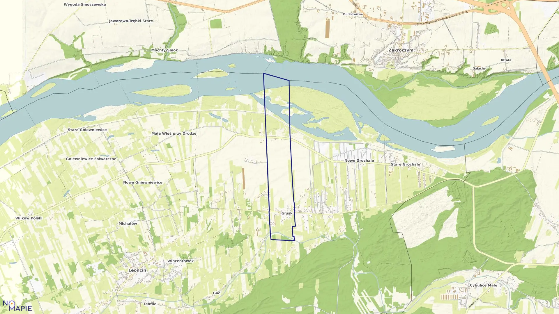 Mapa obrębu GŁUSK w gminie Leoncin
