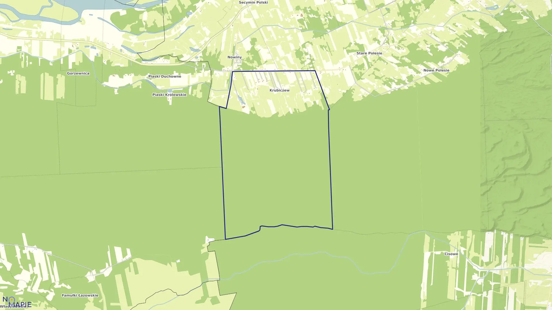 Mapa obrębu KRUBICZEW w gminie Leoncin