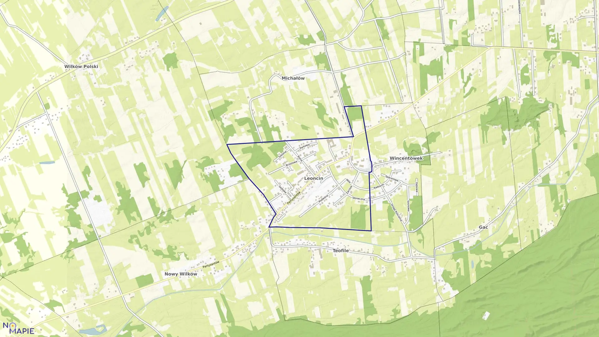 Mapa obrębu LEONCIN w gminie Leoncin