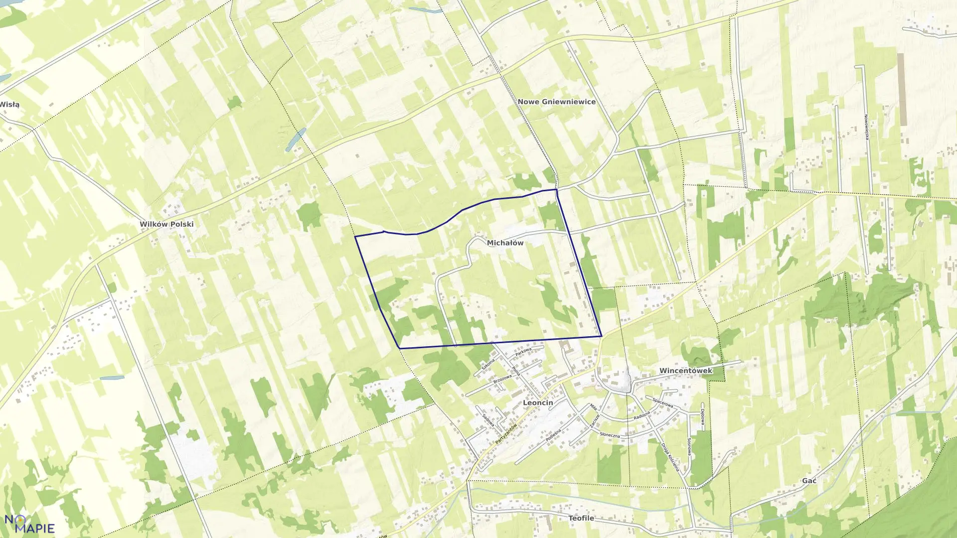 Mapa obrębu MICHAŁÓW w gminie Leoncin