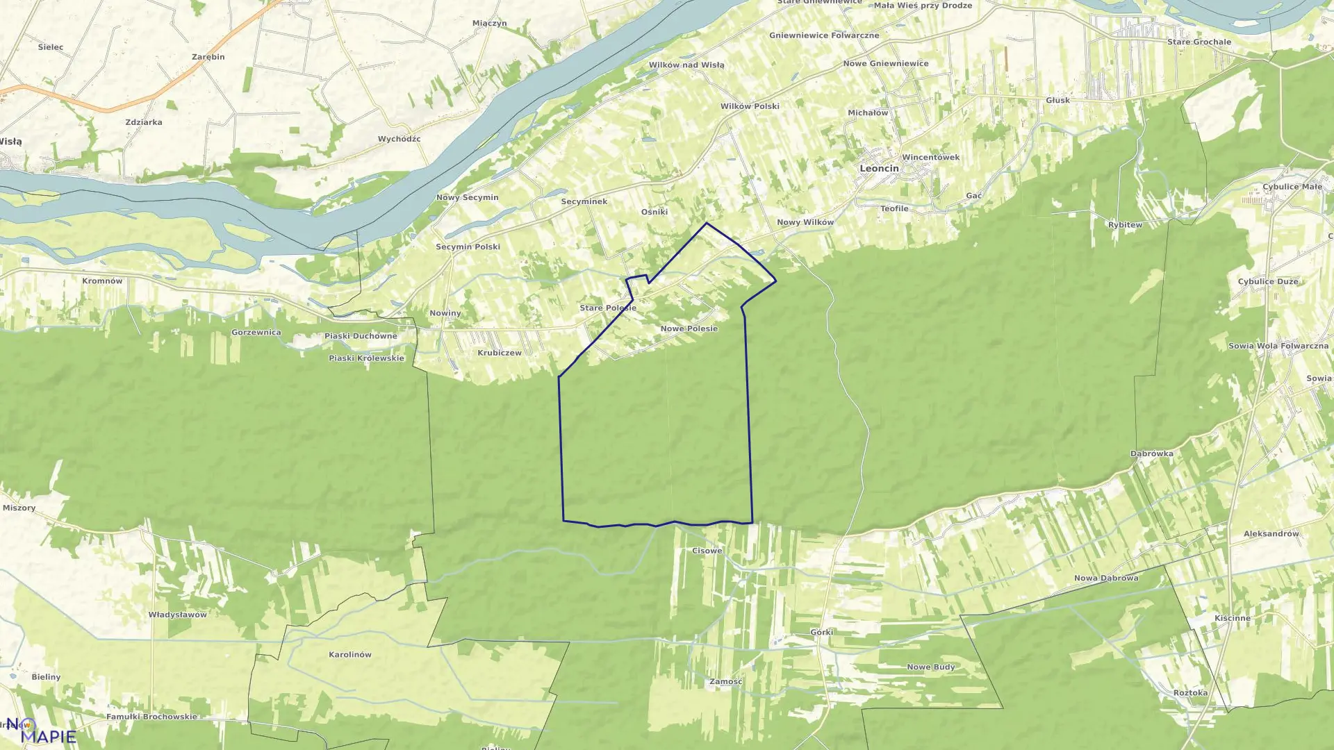 Mapa obrębu NOWE POLESIE w gminie Leoncin