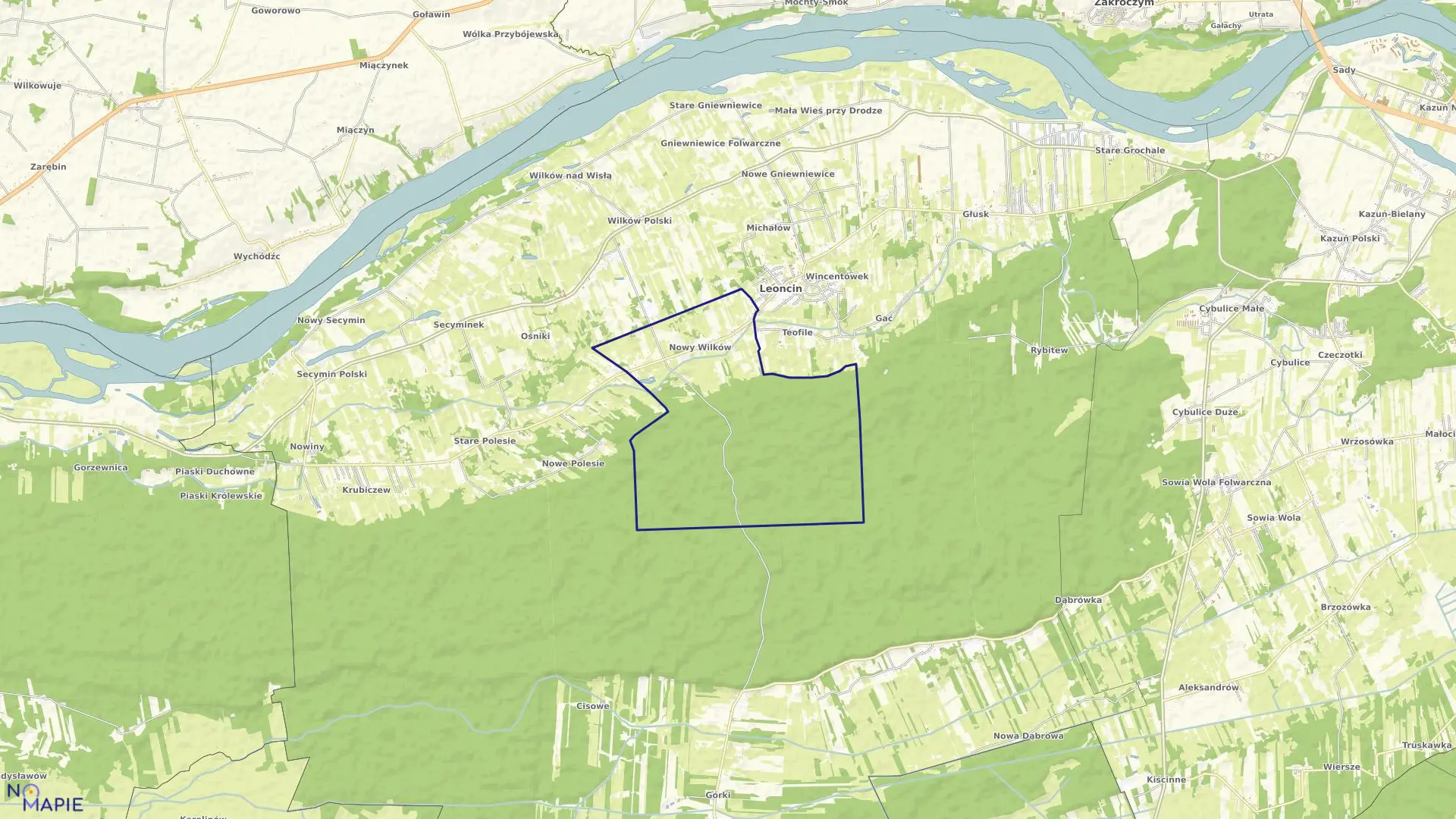 Mapa obrębu NOWY WILKÓW w gminie Leoncin