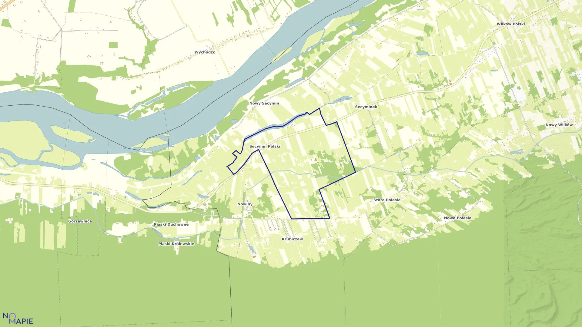 Mapa obrębu SECYMIN POLSKI w gminie Leoncin