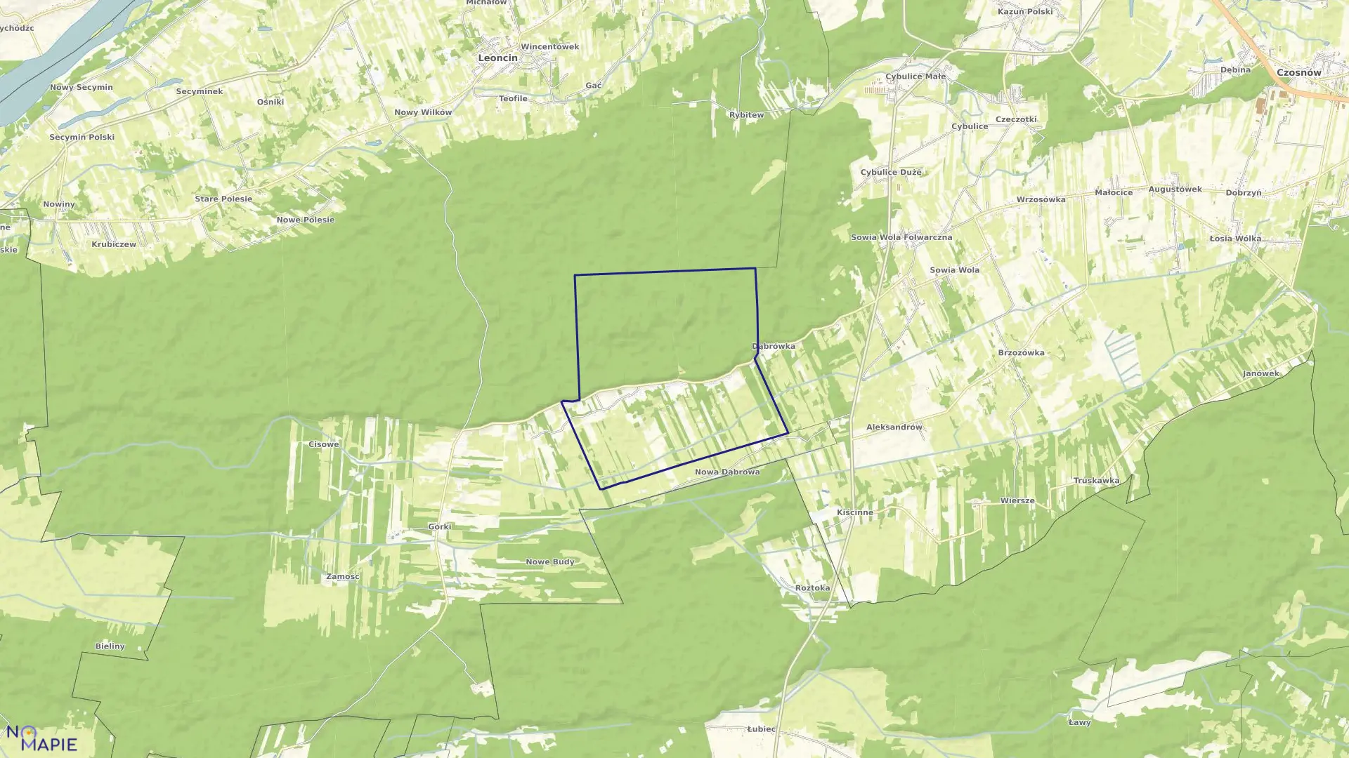 Mapa obrębu STARA DĄBROWA w gminie Leoncin