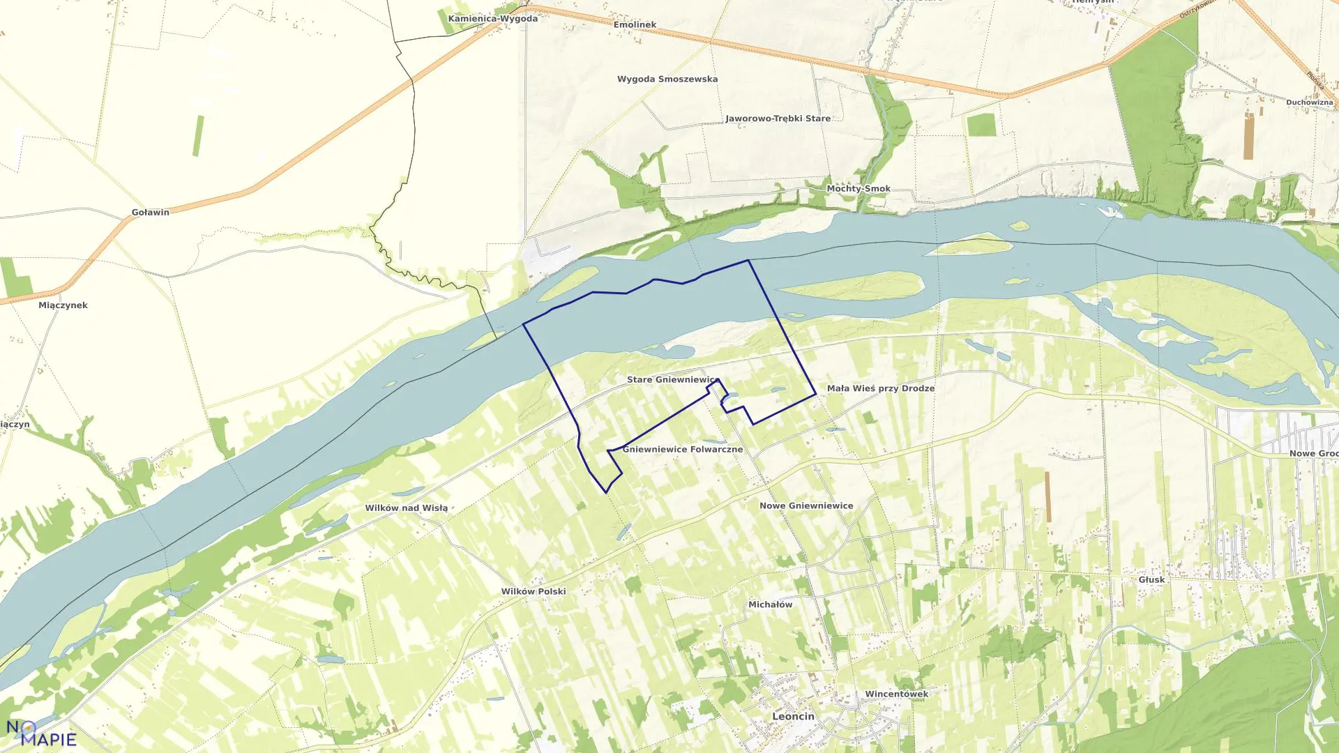 Mapa obrębu STARE GNIEWNIEWICE w gminie Leoncin