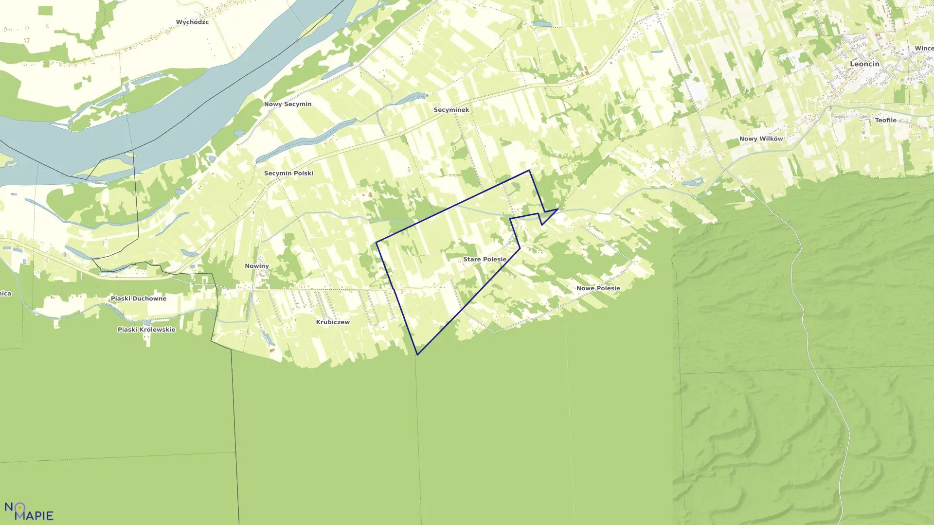 Mapa obrębu STARE POLESIE w gminie Leoncin