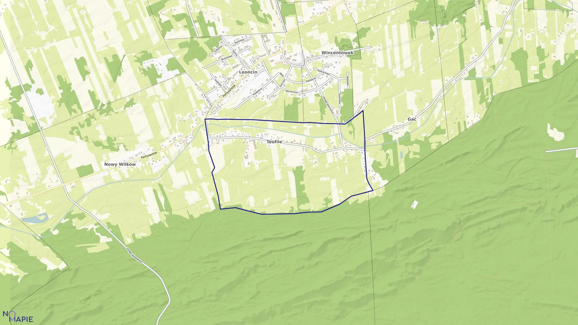 Mapa obrębu TEOFILE w gminie Leoncin