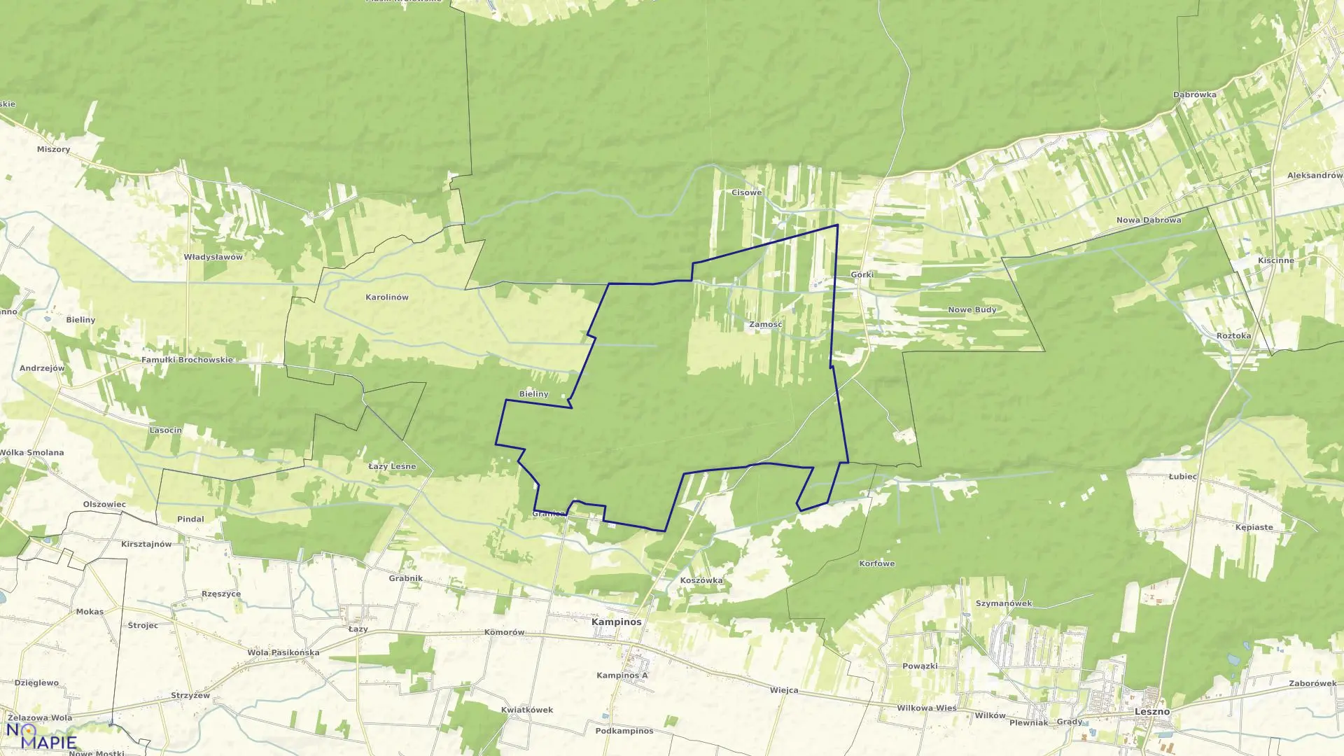 Mapa obrębu ZAMOŚĆ w gminie Leoncin